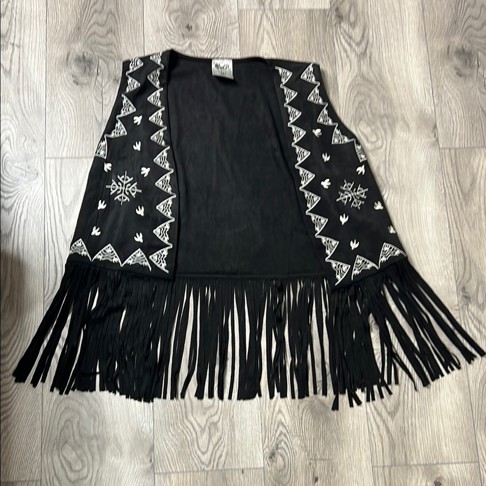 Vocal Black Vest with White Embroidery and Fringe!